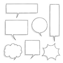 collection set of hand drawing speech bubble balloon, flat vector illustration design