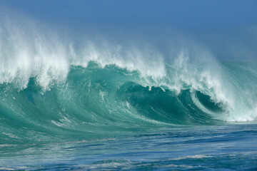 Large splashing breaking wave of Pacific Ocean