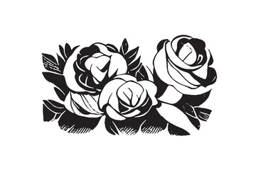 Beautiful Rose Illustration Black and White