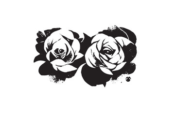 Beautiful Rose Illustration Black and White