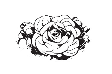 Beautiful Rose Illustration Black and White