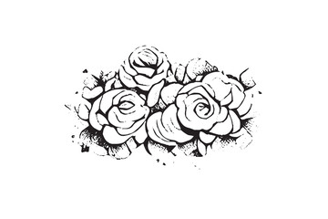 Beautiful Rose Illustration Black and White