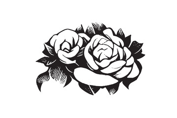 Beautiful Rose Illustration Black and White