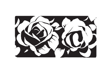 Beautiful Rose Illustration Black and White