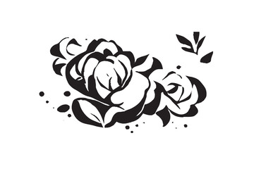 Beautiful Rose Illustration Black and White
