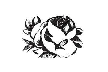 Beautiful Rose Illustration Black and White