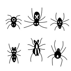 Black spiders hand drawn illustration.