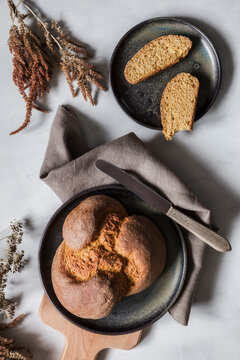 Studio shot of loaf of homemade pumpkin bread