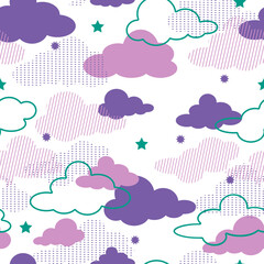 Abstract Purple Dream Sky Fantasy Vector Seamless Pattern
