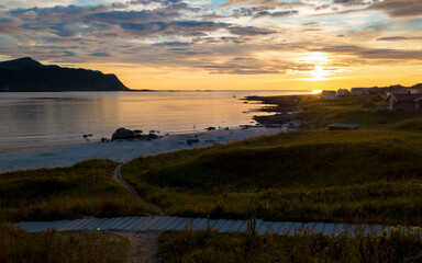 Sunset on Ramberg Beach, in the Lofoten Archipelago