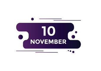 november 10 calendar reminder. 10th november daily calendar icon template. Calendar 10th november icon Design template. Vector illustration

