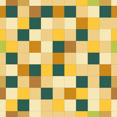 Patrón de cuadrados, cuadros o teselas de colores, en tonos barroco, tierra, mostaza, negro y verde