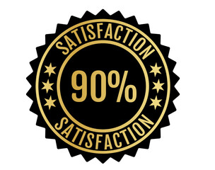 90% Satisfaction Sign Vector transparent background Gold Color