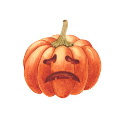 Halloween pumpkin. Hand drawn watercolor illustration.