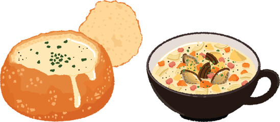 クラムチャウダーのイラスト