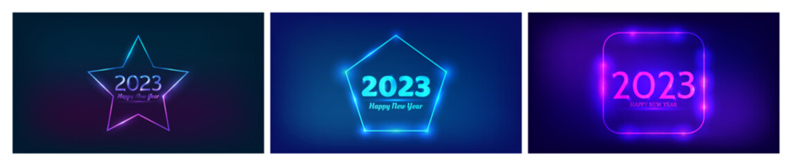 2023 Happy New Year neon background