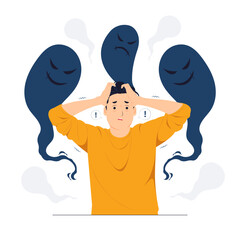 Schizophrenia post traumatic stress mental disorder concept illustration