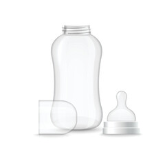 Bottle for feeding newborn, babies in realistic vector illustration on white