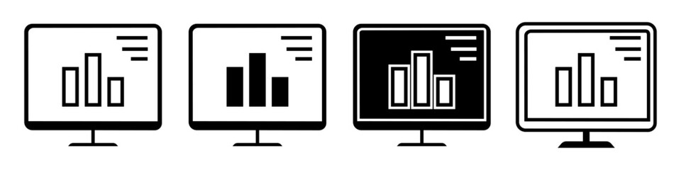 Data analysis vector icon set. Modern linear graphic design concepts, simple outline elements collection. 