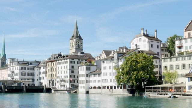 Zurich, Switzerland, the skyline of the town from the river