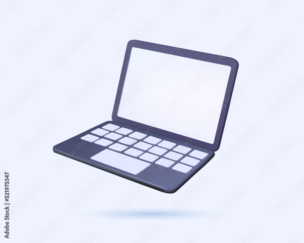 Poster minimal laptop design 3d icon vector illustration. notebook front with empty scape on white backgrou