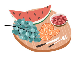 Summer picnic fruits on tray concept