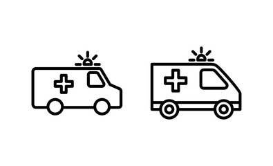Ambulance icon vector. ambulance truck sign and symbol. ambulance car