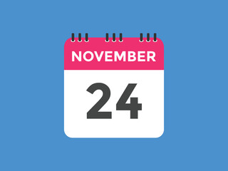 november 24 calendar reminder. 24th november daily calendar icon template. Calendar 24th november icon Design template. Vector illustration
