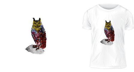 Fototapeta na wymiar t shirt design concept, when the owl sings the night is silent