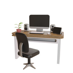 3d Illustration Object icon computer stand office works