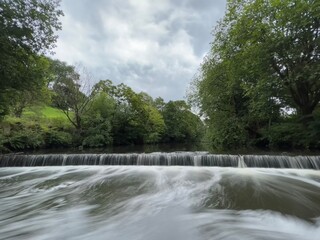 Irwell Vale Weir, waterfall in the forest