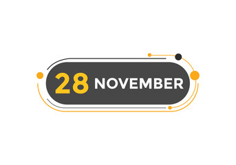 november 28 calendar reminder. 28th november daily calendar icon template. Calendar 28th november icon Design template. Vector illustration
