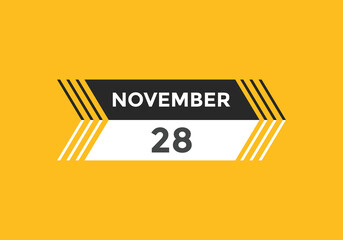 november 28 calendar reminder. 28th november daily calendar icon template. Calendar 28th november icon Design template. Vector illustration
