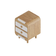 3d Illustration Object icon wooden desk cupboard