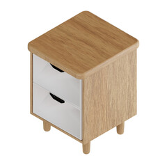 3d Illustration Object icon wooden desk cupboard