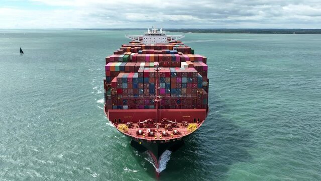 Ship Carrying Thousands of Containers Transporting International Cargo