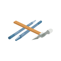 Carpenter's hammer in flat style. Typical simple hammer tool