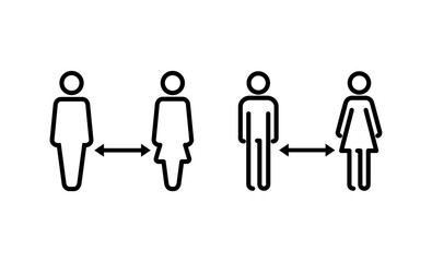 Social distancing vector. social distance sign and symbol. self quarantine sign
