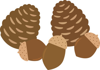 どんぐりと松ぼっくりのアイコン