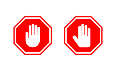 Stop icon vector. stop road sign. hand stop sign and symbol. Do not enter stop red sign with hand