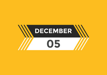 december 5 calendar reminder. 5th december daily calendar icon template. Calendar 5th december icon Design template. Vector illustration
