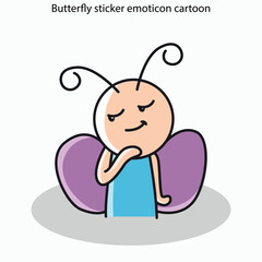 Butterfly sticker emoticon sets cute cartoon sketch