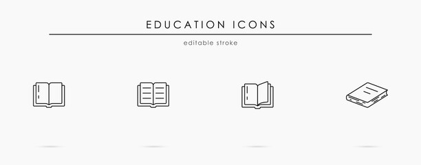 Book vector icon set on white background