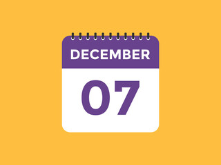 december 7 calendar reminder. 7th december daily calendar icon template. Calendar 7th december icon Design template. Vector illustration
