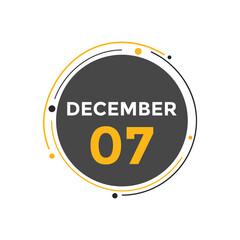 december 7 calendar reminder. 7th december daily calendar icon template. Calendar 7th december icon Design template. Vector illustration
