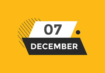 december 7 calendar reminder. 7th december daily calendar icon template. Calendar 7th december icon Design template. Vector illustration
