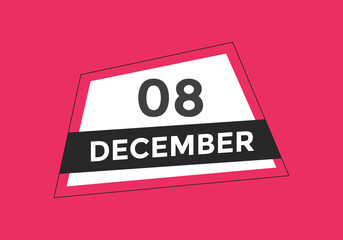 december 8 calendar reminder. 8th december daily calendar icon template. Calendar 8th december icon Design template. Vector illustration
