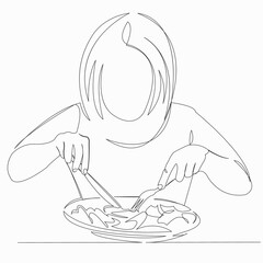 girl is having lunch