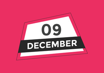 december 9 calendar reminder. 9th december daily calendar icon template. Calendar 9th december icon Design template. Vector illustration
