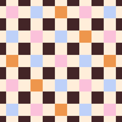 Retro vintage checkered vector seamless pattern. Y2k repeat print for fabric, textile, cover, wallpaper